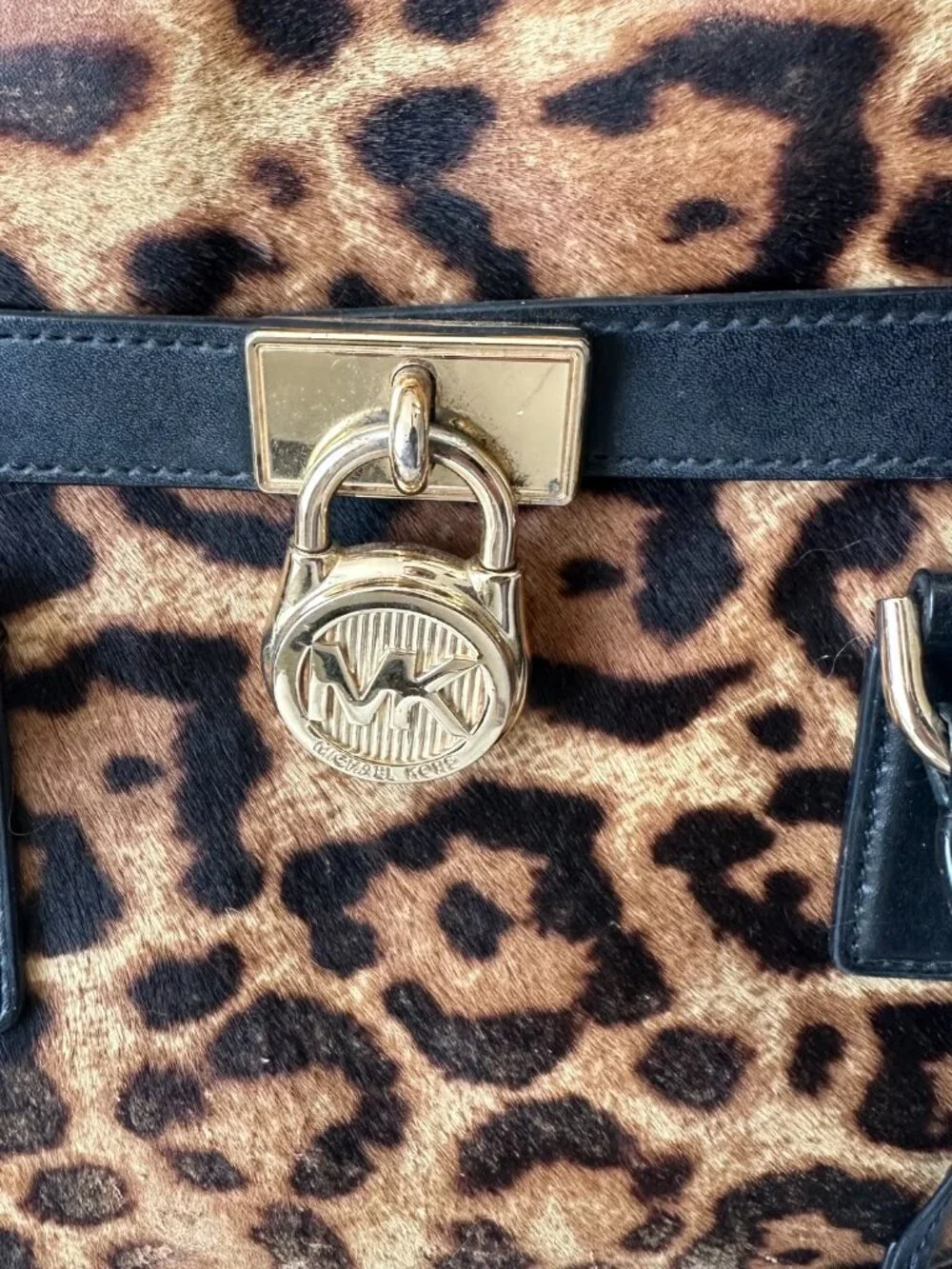 Michael Kors Hamilton Leopard Calf Hair Satchel